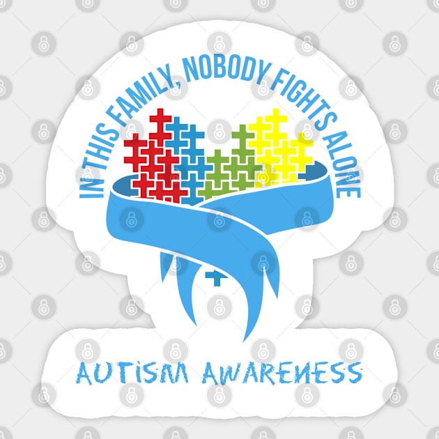 In This Family Nobody Fights Alone, Autism Awareness Sticker by A-Buddies